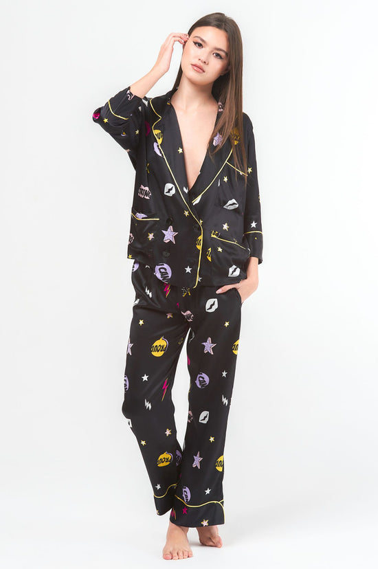 Pajama Jacket in Black from the Fragile Like a Bomb Collection