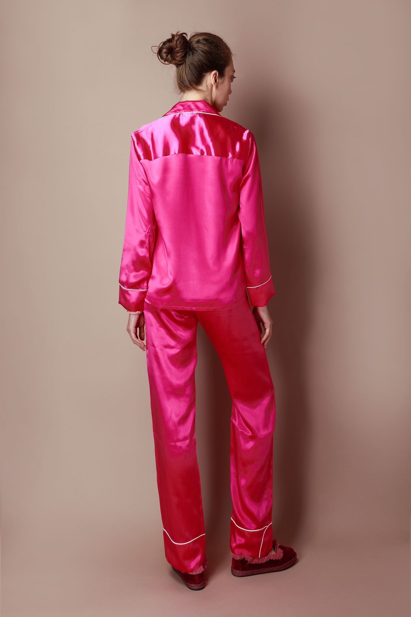 Silk Pajama Set in Vibrant Fuchsia from Atelier Collection