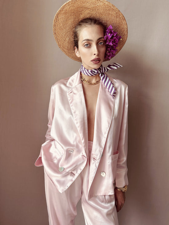 Silk Pajama Set in Powder Pink from Atelier Collection