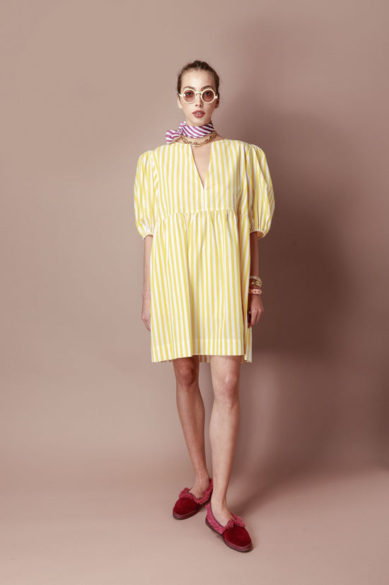 Dress in yellow and white stripes from Bella Collection