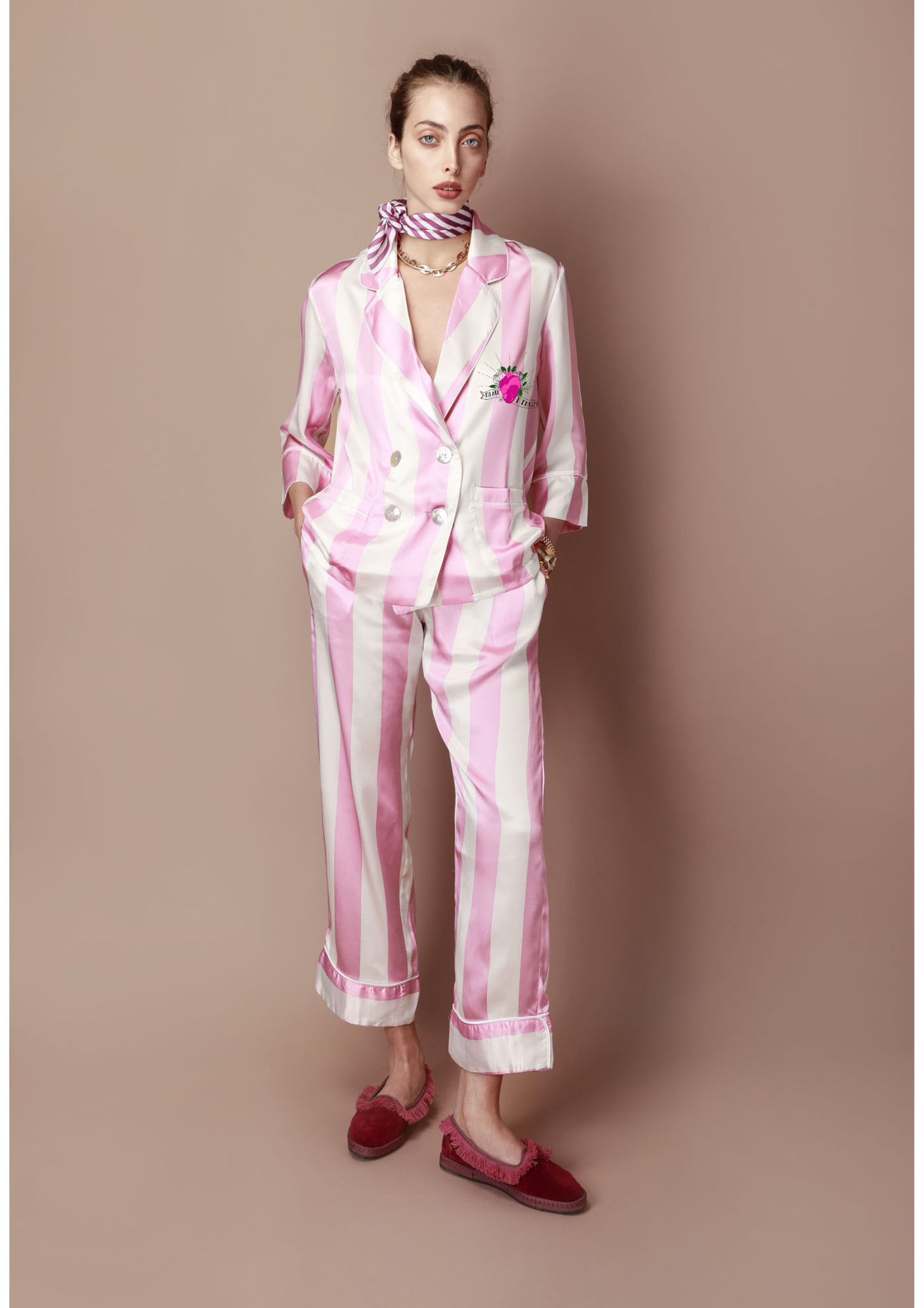 Pajama Set In Me I Trust in silk with embroidery - Capsule Edition